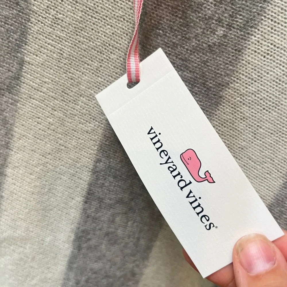Vineyard Vines Cashmere Tipped Poncho Gray Frost Striped Wrap 2X001053-4103 XS/S